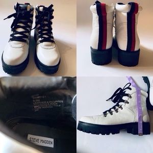 🤍 Steve Madden Leather Combat Boots size 9.5  White